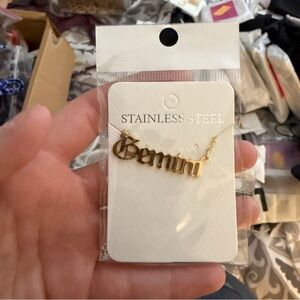 Gold Stainless Steel Gemini Necklace